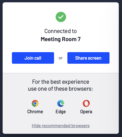 Join Call option in Airtame